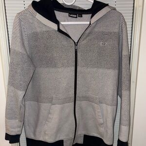 Vans Youth Gray and Black Zip-Up Jacket with Hood- size L